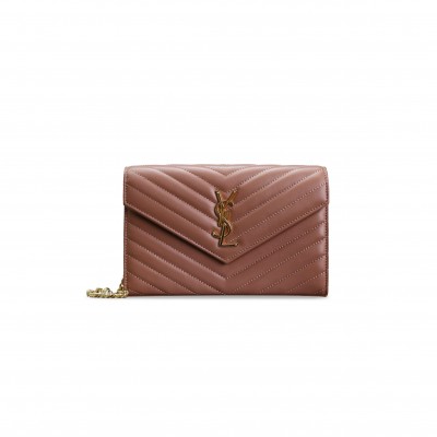 YSL CASSANDRE ENVELOPE CHAIN WALLET IN LAMBSKIN 377828 (22.5*14*4cm)